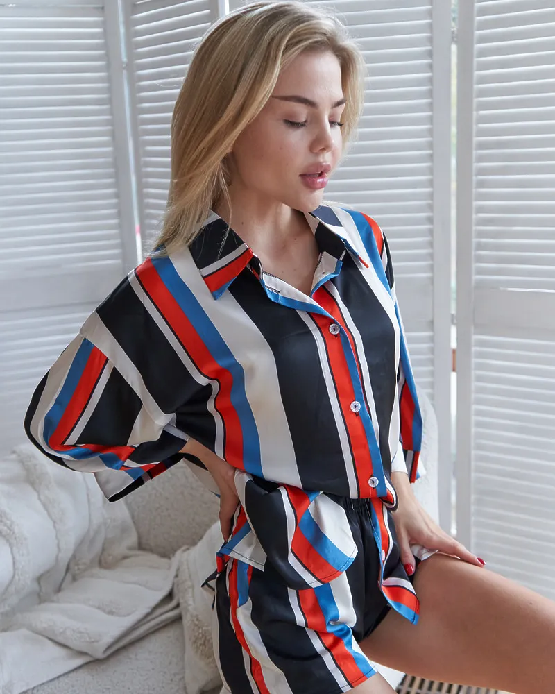 Піжамний костюм трійка з софту "Ariel" (Сорочка+бра+шорти)