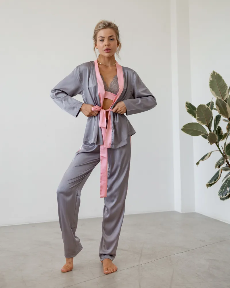 Піжамний костюм трійка Suzanne Сірий