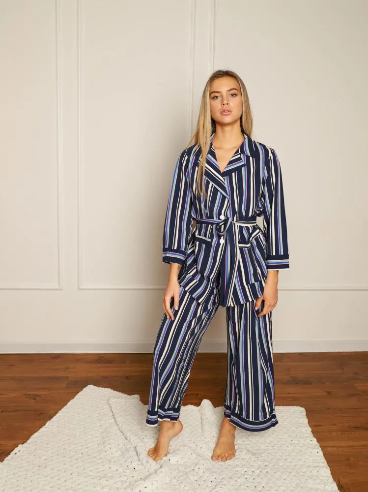 Домашній костюм з софту Ashley кюлоти Синій