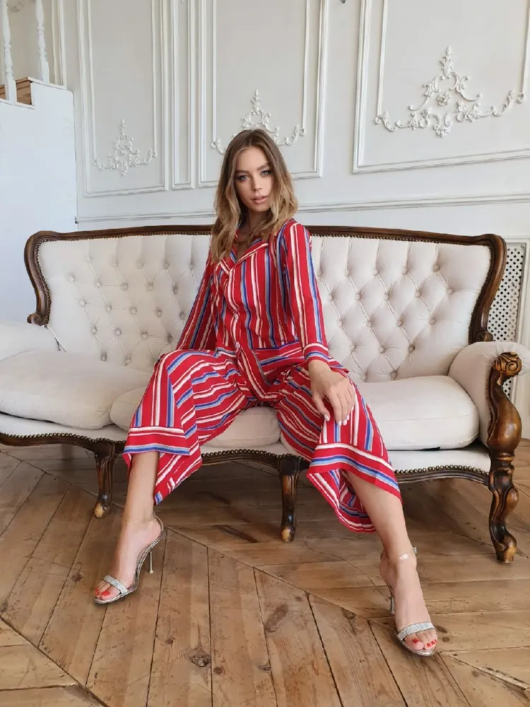 Домашній костюм з софту Ashley кюлоти Червоний